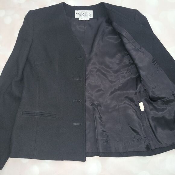 Vintage Oleg Cassini 100% Wool Black Blazer Woman Size 6P - Picture 4 of 6